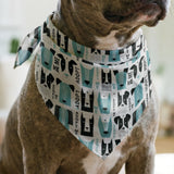 Adopt Me Mid Mod Dog in Teal — adopt me mid mod dog print, in turquoise teal, black and cream on a warm bone ground, small scale