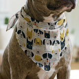 Good Dogs Club in Gold — good dogs club print, in cream and black dogs with golden mustard accents on a soft cream ground, small scale