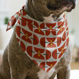 Geometric Martini Mod in Ruby — geometric martini mod print, in ruby red and rust with cream capsules and a golden center