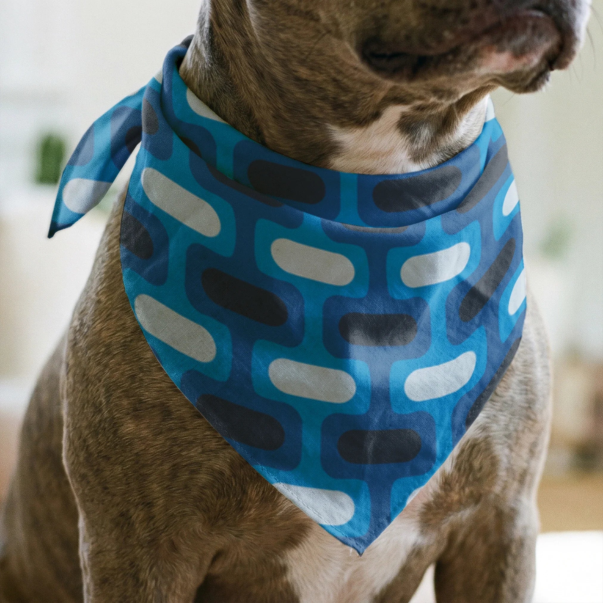 Mod Waves in La Jolla — mod waves print, in vivid cobalt blue pods on a deep navy ground