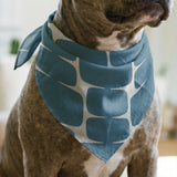 Atomic Bricks in Slate — atomic bricks print, in dusty slate blue with a bone grid