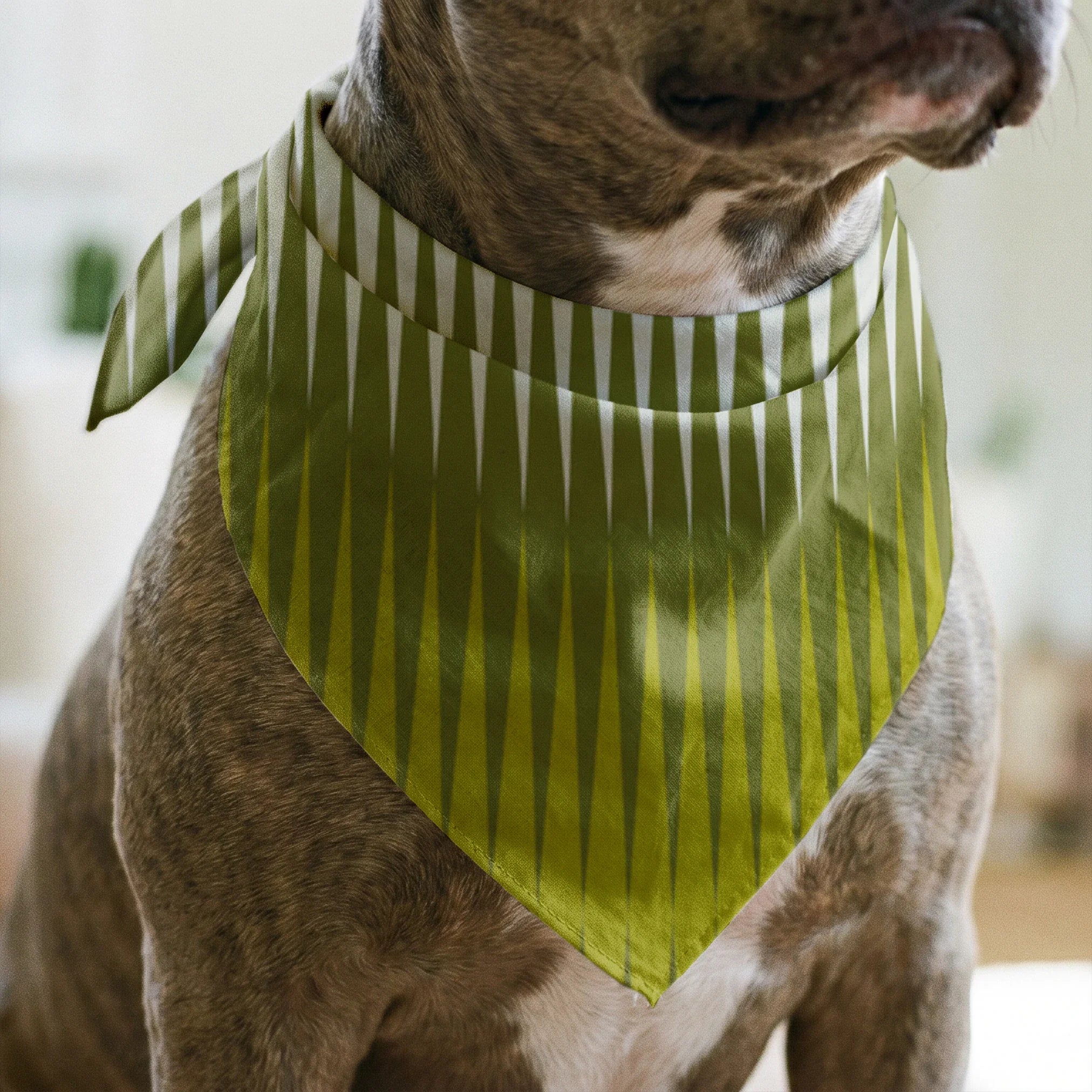 Parallax in Avocado — parallax print, in chartreuse and olive shading to cream