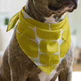 Atomic Bricks in Mustard — atomic bricks print, in saturated mustard yellow with a bone grid