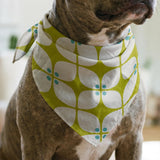 Square Mod in Chartreuse — square mod print, in acid olive and chartreuse on warm ivory