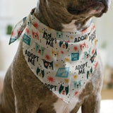 Retro Rescue Dogs — retro rescue dogs print, in teal, cream and red on a soft cream ground, small scale