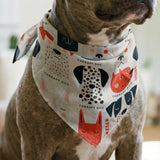 Good Dogs Club in Ruby — good dogs club print, in cream and black dogs with ruby red accents on a soft cream ground