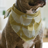 Egret of Joy in Oro Domino — egret of joy print, in antique gold on bone, a lighter domino colorway