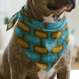Mod Waves in Laguna Beach — mod waves print, in golden mustard pods on a bright lagoon teal ground