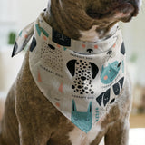 Good Dogs Club in Teal — good dogs club print, in cream and black dogs with turquoise accents on a soft cream ground