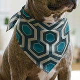 Hexacore in Pacific — hexacore print, in inky navy and petrol teal against pale stone