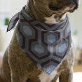 Hexacore in Dusk — hexacore print, in slate violet and charcoal lifted by a dusty cornflower blue