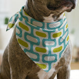 Mod Waves in Los Feliz — mod waves print, in chartreuse and gold pods on a turquoise ground