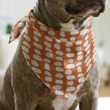 Atomic Stack in Persimmon — atomic stack print, in white forms on a warm persimmon orange ground