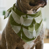 Egret of Joy in Olive — egret of joy print, in deep olive and avocado on cream