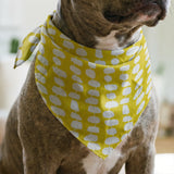 Atomic Stack in Mustard — atomic stack print, in white forms on a bright mustard yellow ground