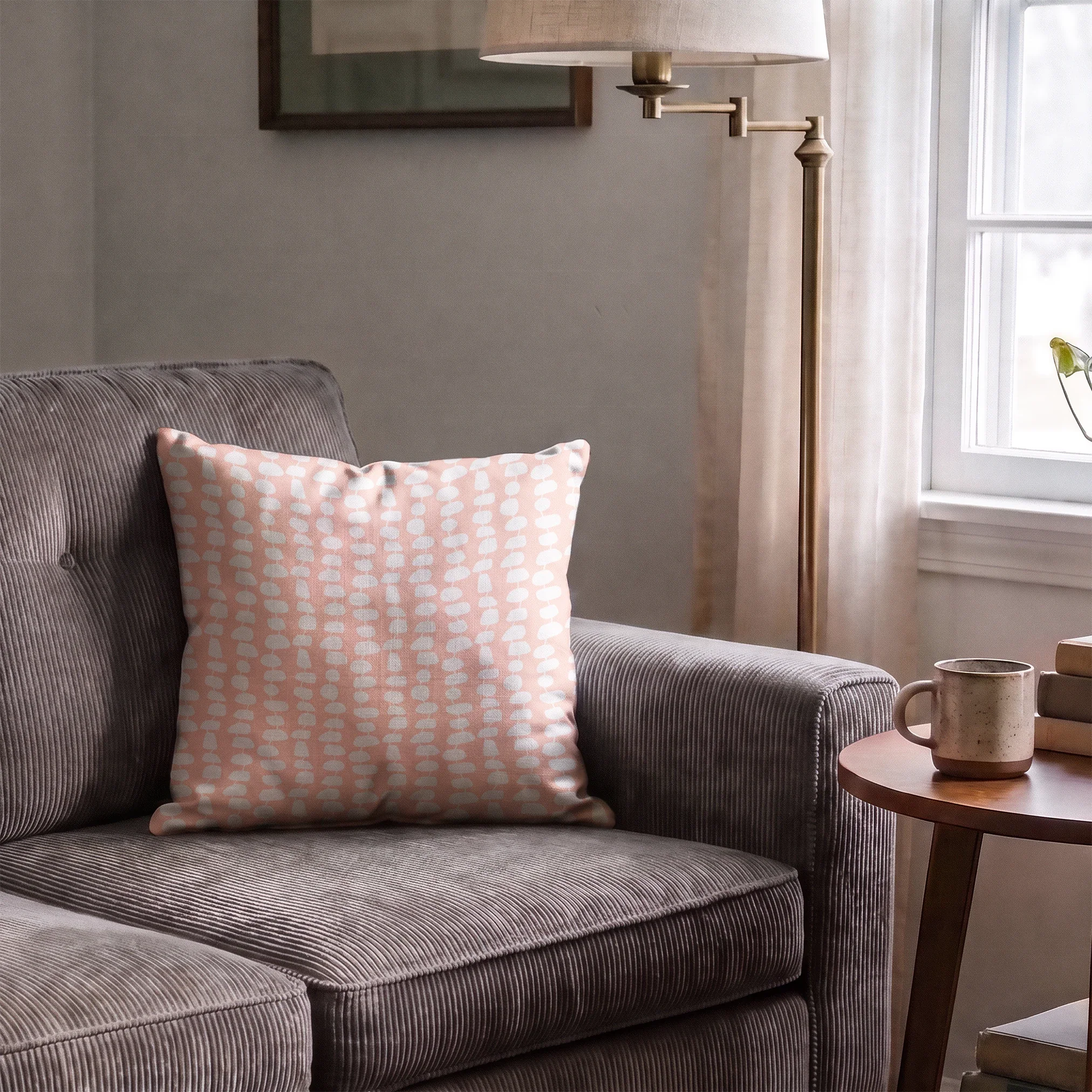 Atomic Stack in Petal — atomic stack print, in white forms on a soft blush pink ground