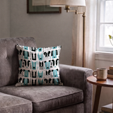 Adopt Me Mid Mod Dog in Teal — adopt me mid mod dog print, in turquoise teal, black and cream on a warm bone ground