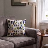 Rescued & Ready in Petal — rescued & ready print, in blush pink and slate blocks with cream and black dogs