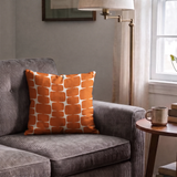 Atomic Bricks in Persimmon — atomic bricks print, in burnt persimmon and terracotta with a bone grid