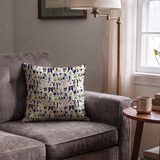 Rescued & Ready in Petal — rescued & ready print, in blush pink and slate blocks with cream and black dogs, small scale