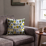 Rescued & Ready in Slate — rescued & ready print, in slate blue and golden yellow blocks with cream and black dogs