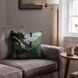 Twilight Grove in Moss — twilight grove print, in sage green and slate blue over a misty ground