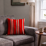 Offset Stripes in Firecracker — offset stripes print, in bright red and crimson separated by crisp white on charcoal