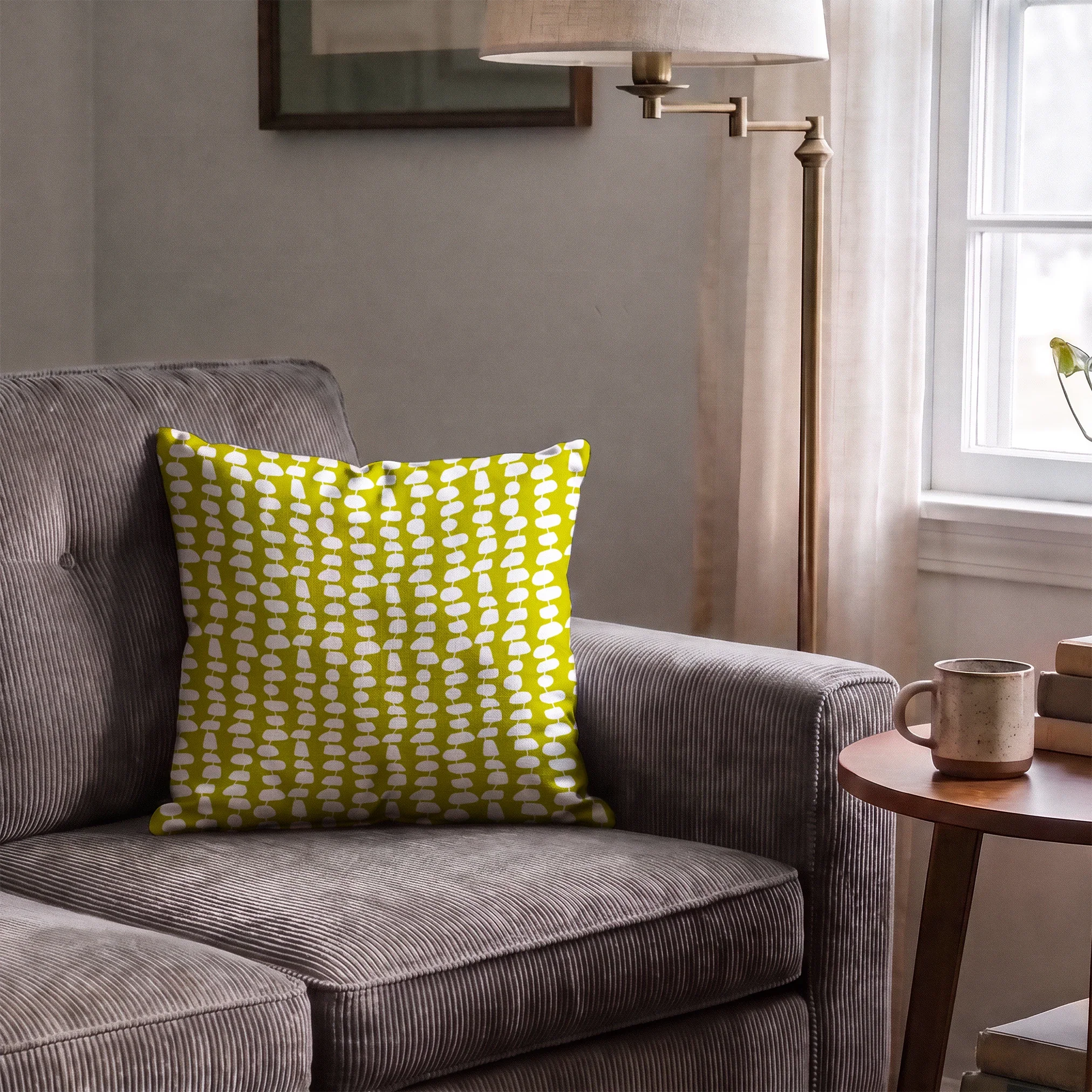Atomic Stack in Avocado — atomic stack print, in cream forms on a bright avocado chartreuse ground