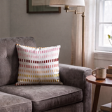 Measured Lines in Warming Trend — measured lines print, moving through coral, pink, deep berry, gold and warm orange