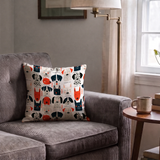 Good Dogs Club in Ruby — good dogs club print, in cream and black dogs with ruby red accents on a soft cream ground