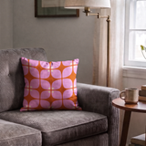 Square Mod in Pink — square mod print, in bright orchid pink with a magenta center on white