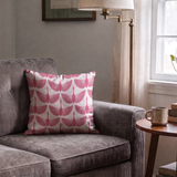 Egret of Joy in Dusty Rose — egret of joy print, in dusty rose and berry pink on a soft blush ground