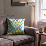 Mod Waves in Los Feliz — mod waves print, in chartreuse and gold pods on a turquoise ground