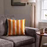 Mod Stripes in Orange — mod stripes print, in bright orange and coral with a golden edge on ivory