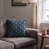 Square Mod in Midnight — square mod print, in deep indigo with a slate blue shadow, dark and moody