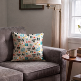 Retro Rescue Dogs — retro rescue dogs print, in teal, cream and red on a soft cream ground