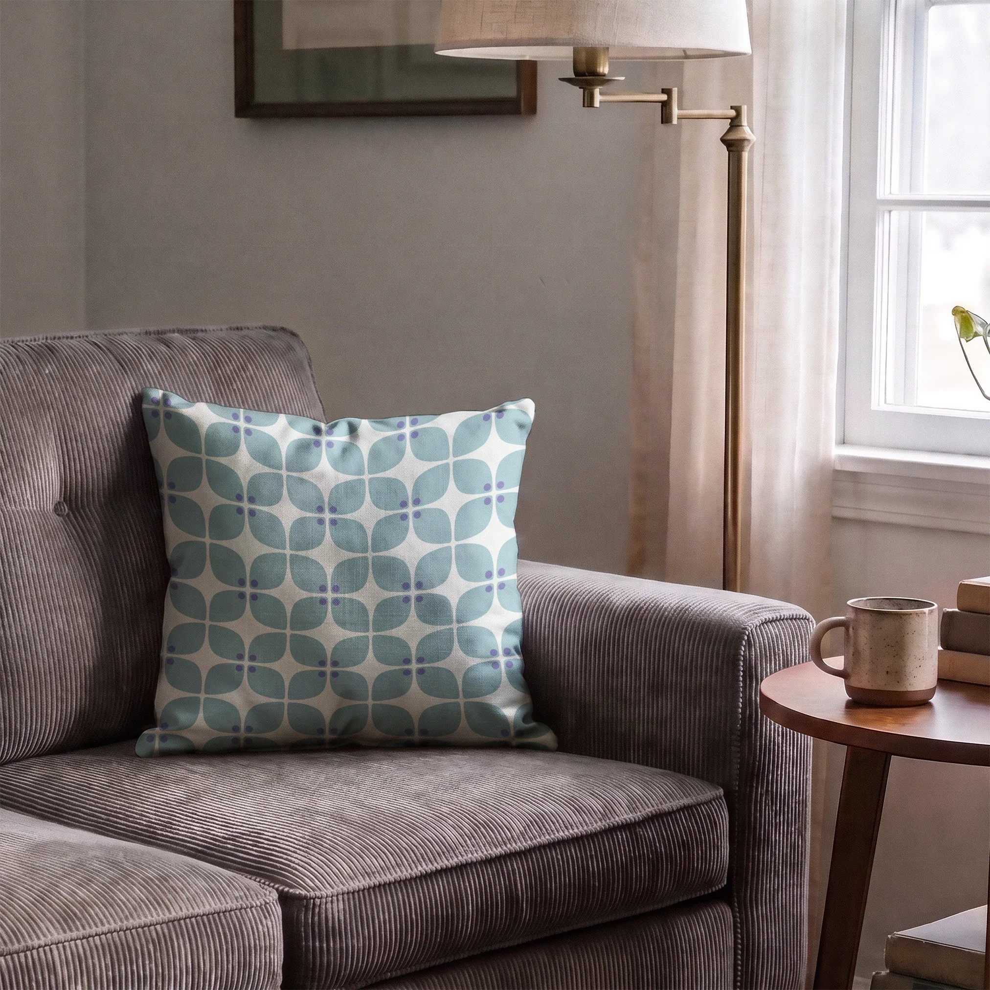 Square Mod in Mint — square mod print, in soft eucalyptus mint on chalk white