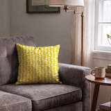 Atomic Stack in Mustard — atomic stack print, in white forms on a bright mustard yellow ground