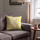 Square Mod in Yellow — square mod print, in chrome yellow with a pale center on bright white