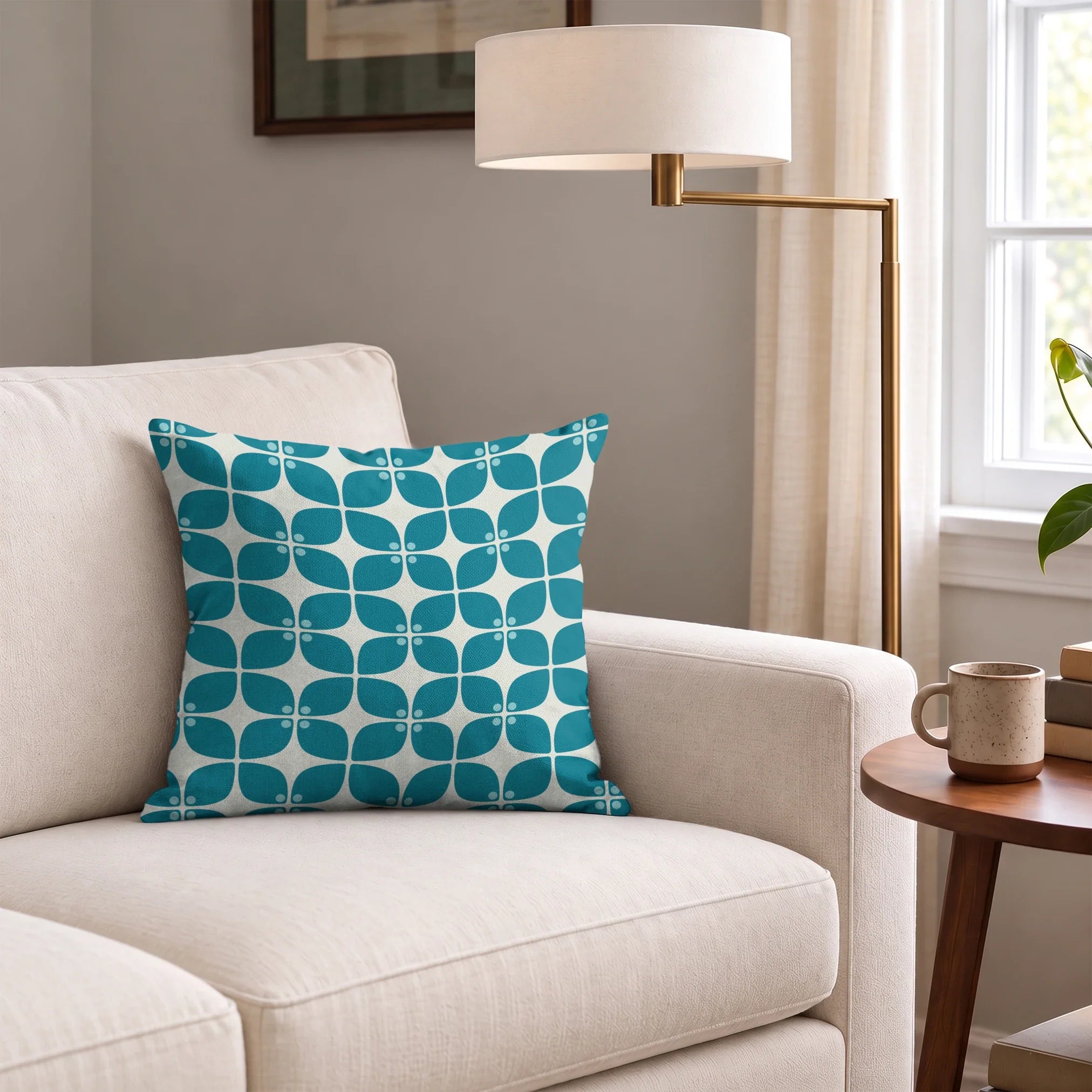 Square Mod in Pacific — square mod print, in saturated petrol teal on bone