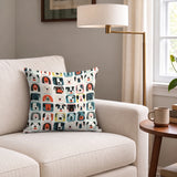 Modern Mutt Parade — modern mutt parade print, in red, teal, mustard and pink blocks against cream and black