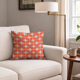 Square Mod in Fire — square mod print, in scorched coral red on oatmeal