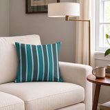 Mod Stripes in Pacific — mod stripes print, in deep petrol teal and pale blue on ivory