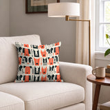 Adopt Me Mid Mod Dog in Persimmon — adopt me mid mod dog print, in persimmon orange, black and cream on a warm bone ground