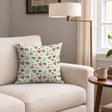 Retro Rescue Dogs — retro rescue dogs print, in teal, cream and red on a soft cream ground, small scale
