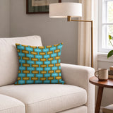 Mod Waves in Laguna Beach — mod waves print, in golden mustard pods on a bright lagoon teal ground
