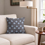 Hexacore in Dusk — hexacore print, in slate violet and charcoal lifted by a dusty cornflower blue