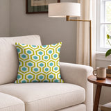 Hexacore in Chartreuse — hexacore print, in acid olive and chartreuse with turquoise hex centers on warm ivory