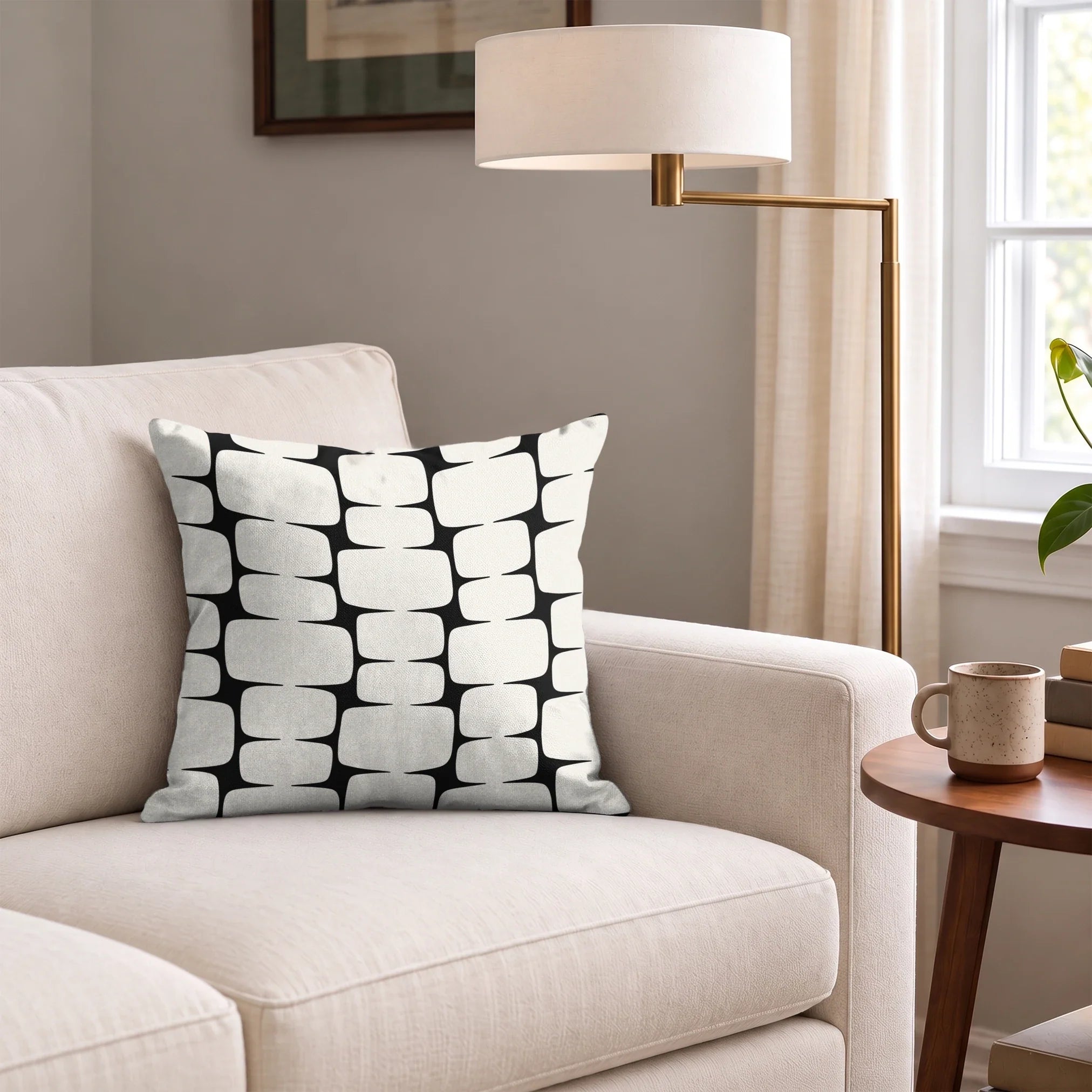 Atomic Bricks in Ivory — atomic bricks print, in warm ivory and bone outlined in charcoal