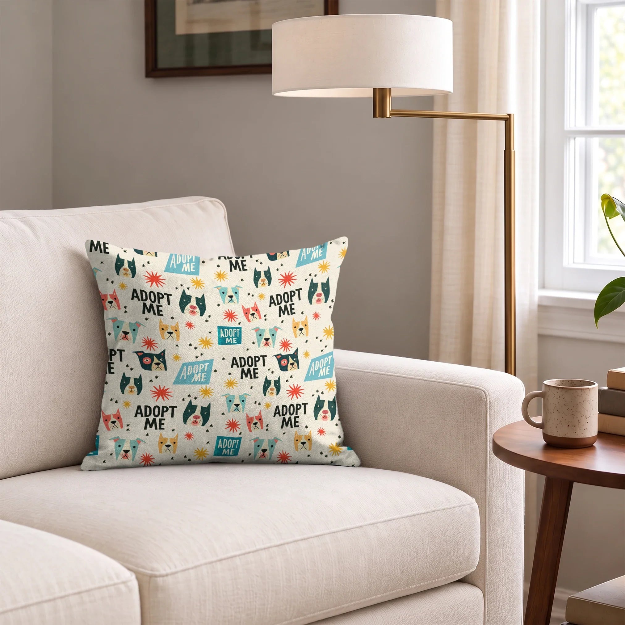 Retro Rescue Dogs — retro rescue dogs print, in teal, cream and red on a soft cream ground